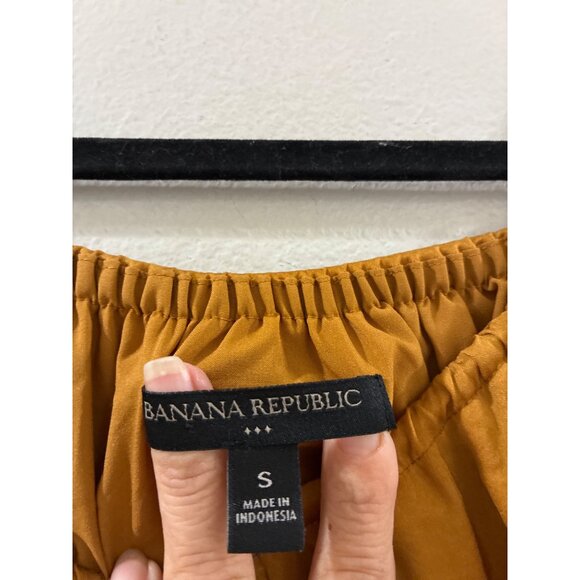 Banana Republic Dress Womens elegant RUFFLE MAXI Golden Grass size Small - Picture 6 of 9